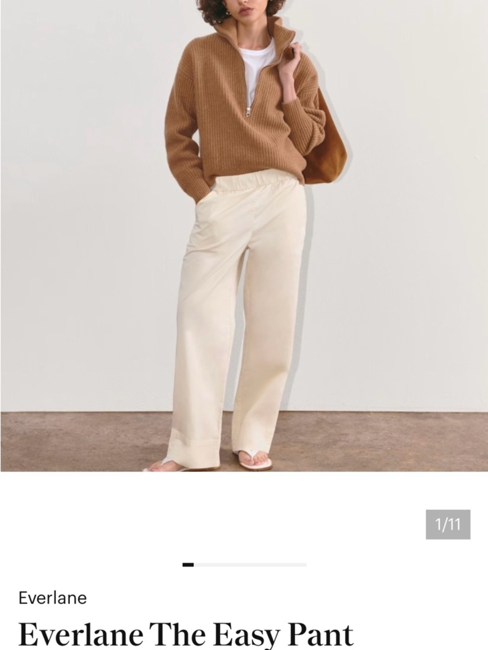 Everlane Wide-Leg Easy Pant in Cream the  elastic new sealed cotton blend sz m